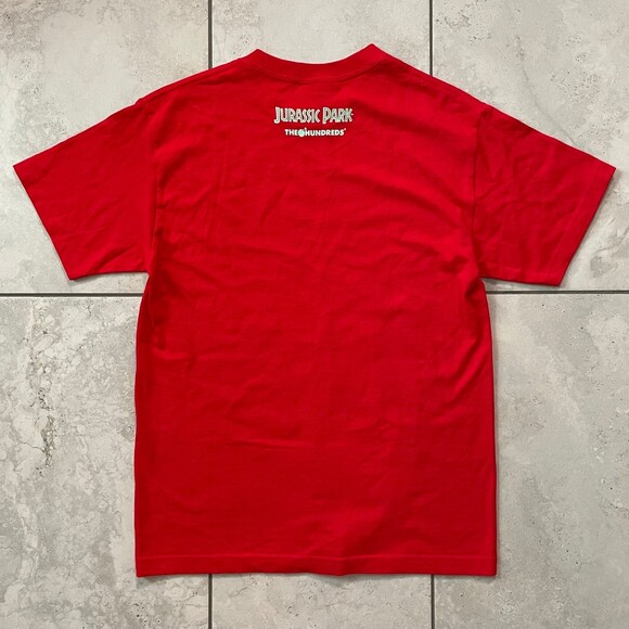 The Hundreds x Jurassic Park T-Rex T-Shirt Mens M Red Glow In The Dark - Picture 3 of 6